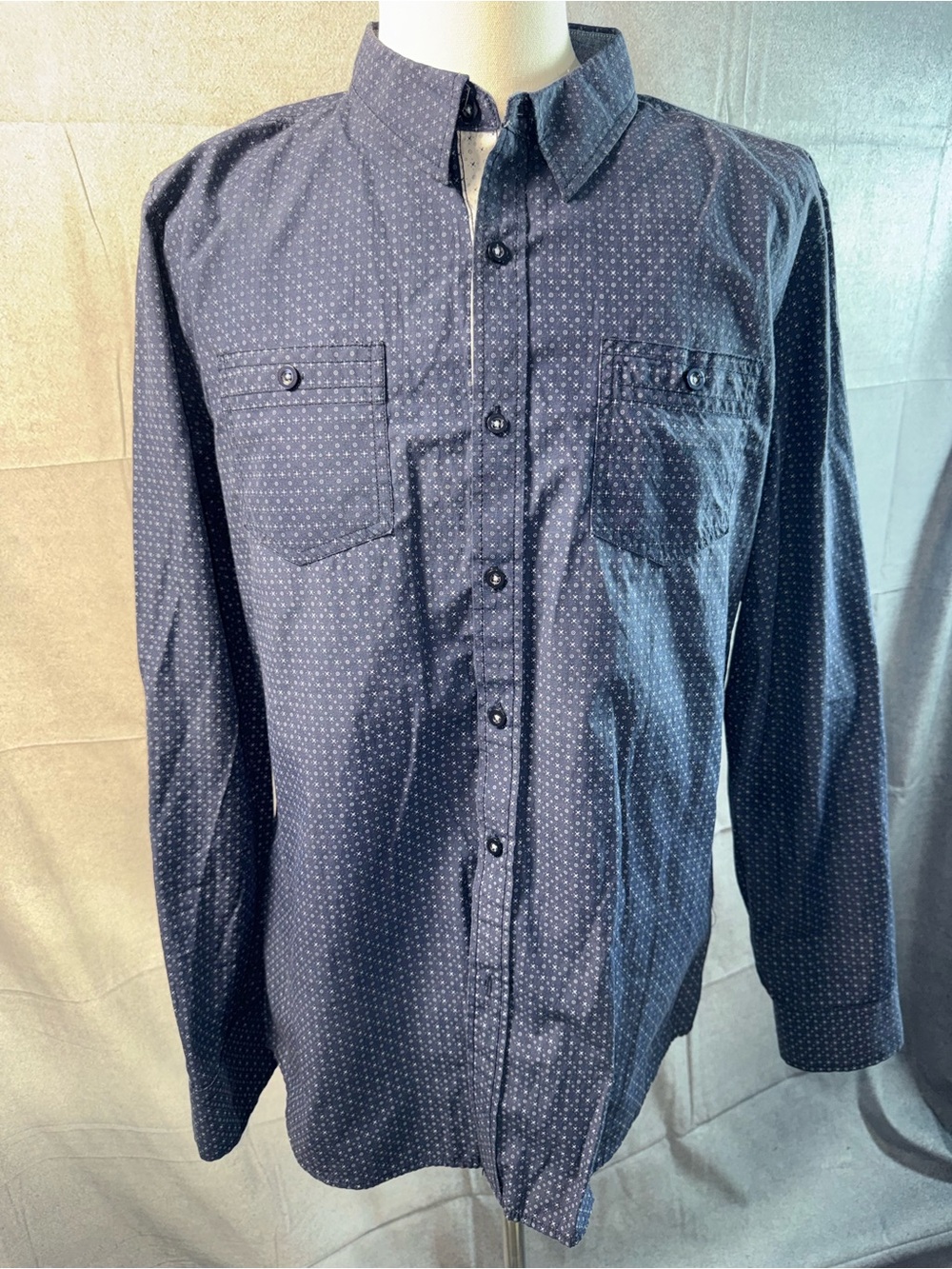1578-Eighty Eight Navy Dot-Print Lightweight Shirt Jacket
